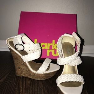 Charlotte Russe white wedges size 8